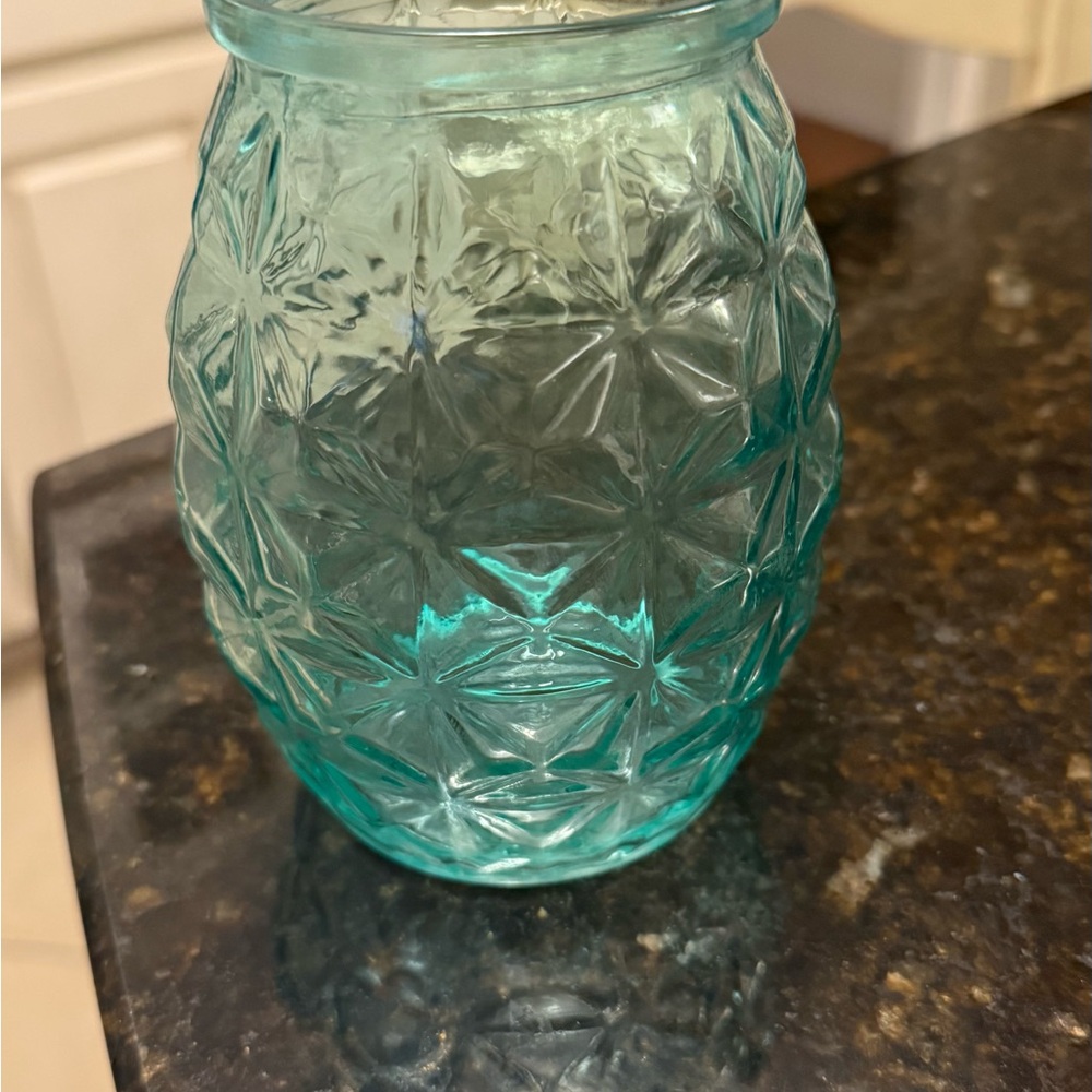 DPS Polatis Aqua Textured Glass Vase - Stylish Home Decor- Vintage